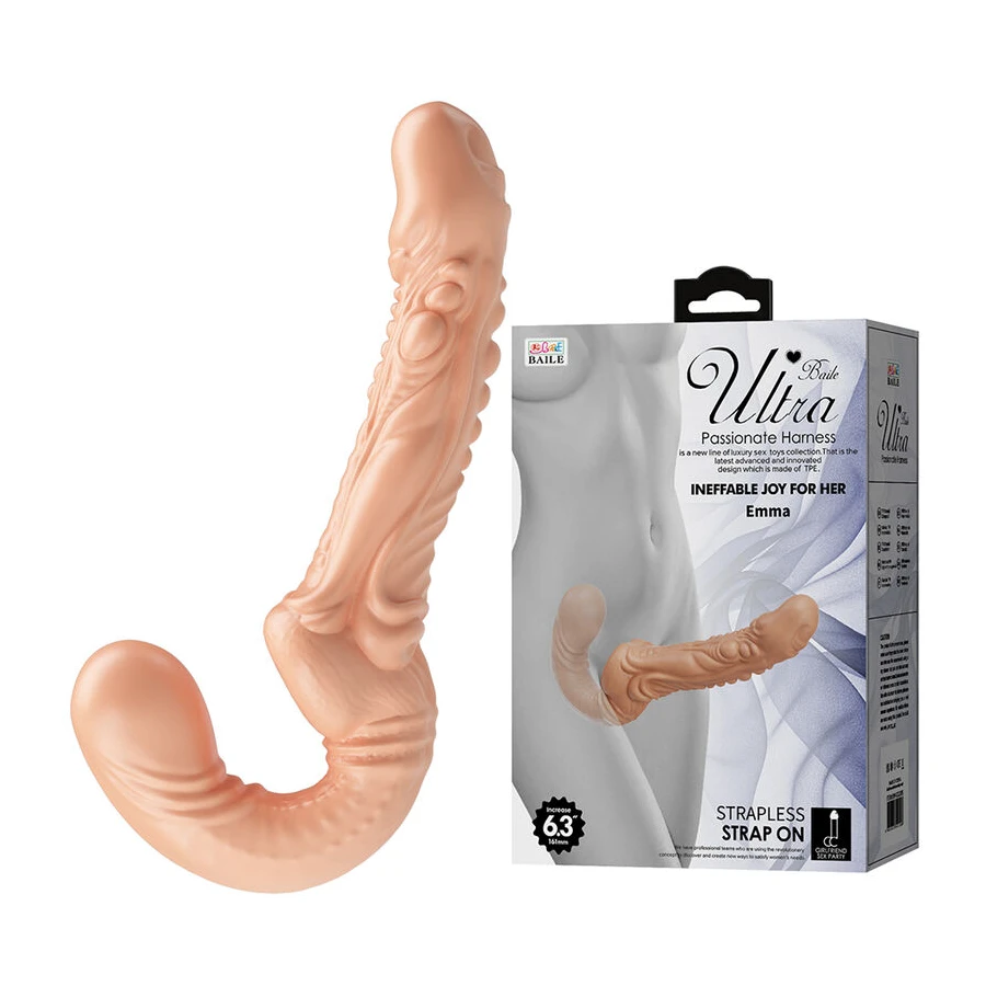 BAILE - EMMA STRAP-ON CARNE CON DOPPIA PENETRAZIONE TESTURIZZATA
